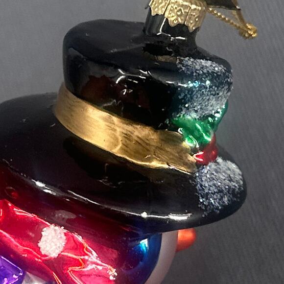 Thomas Pacconi Blown Glass Snowman Ornament 6” Hand Painted Dangle Leg Christmas - Picture 15 of 16